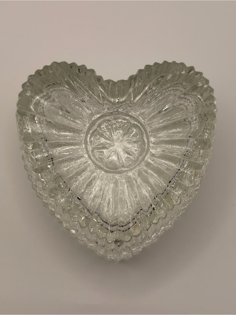 Clear Heart-Shaped Glass Trinket Box- Decorative Home Art